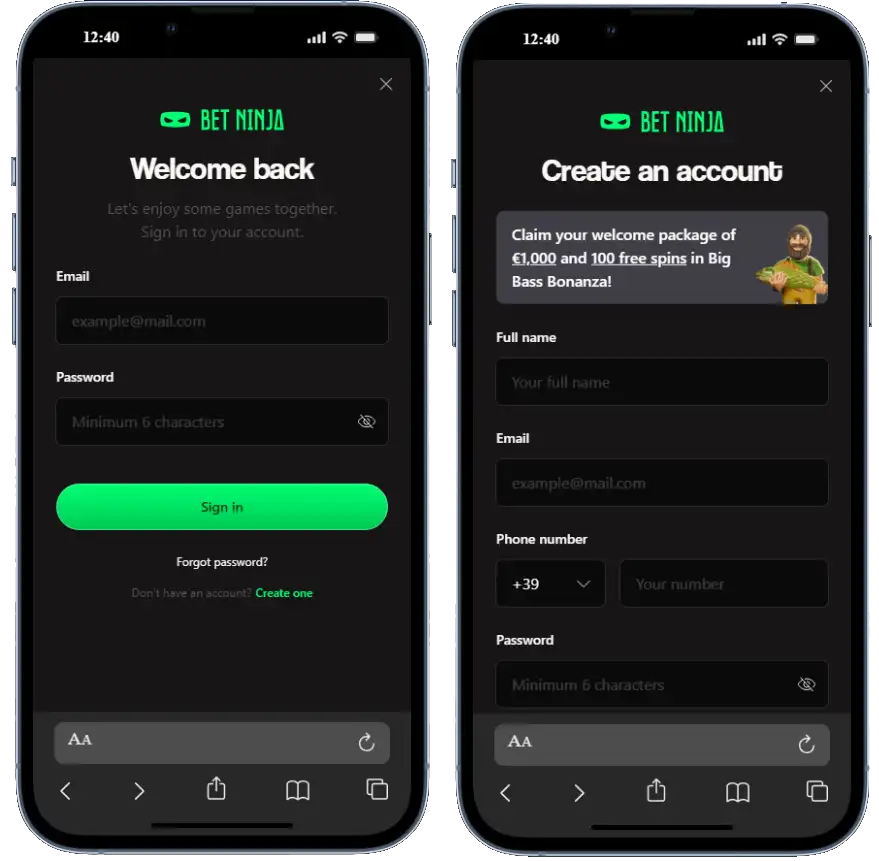 Betninja login